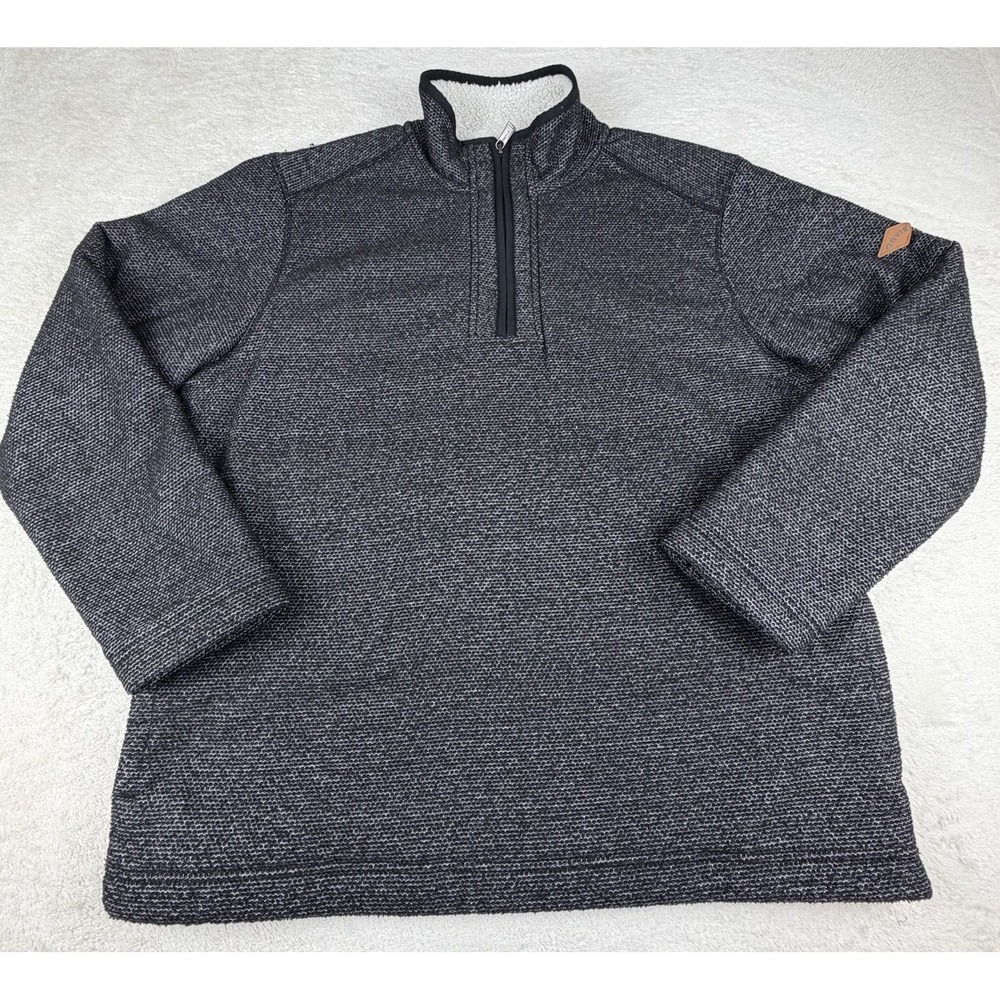 Orvis Quarter-Zip Sweater Mens L‎ Gray Sherpa Fleece Lined Long Sleeve